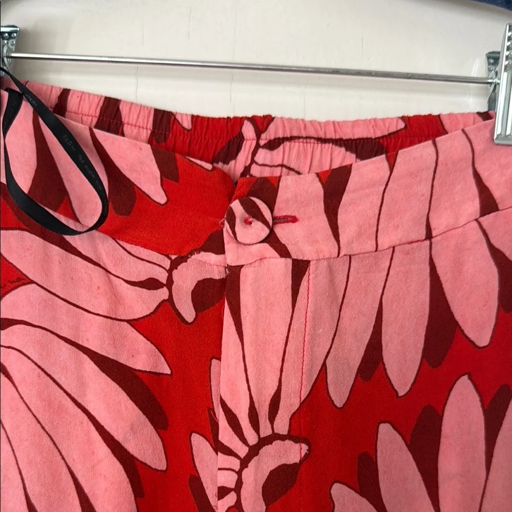 Red and Pink Floral Wide-Leg Pants - Picture 2 of 5